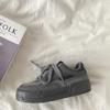 Zapatos Originales de Plataforma Gris Cemento Estilo Niche para Mujer Estilo Americano Retro Zapatos de Pan Otoño e Invierno Ocio Deportes Zapatos Blancos