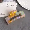 Grampo de Cabelo Quadrado Grande de Acetato Estilo Coreano Presilha de Garra para Coque ou Rabo de Cavalo Simples Elegante Quadrado para Mulheres