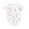 Ropa de Monje de Manga Corta con Estampado de Dibujos Animados para Bebé Costura sin Hueso Pelele Asimétrico con Broches para Recién Nacido Mono de Casa Ropa para Gatear Fuente Mayorista