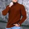 Camisa de Punto de Comercio Exterior Transfronterizo para Hombre Invierno Juventud Nueva Cuello Alto Grueso Rayas de Colores Suéter Camisa Base Ropa para Hombre