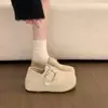 Sapatos Birkenstock totalmente fechados com sola grossa e salto embutido para mulheres 2026 Outono Novo Couro Macio Fosco Versátil Flats Loafers de Dois Usos