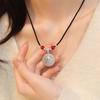 Colgante antiguo vintage de plata de ley S999 con doble cara de Dios de la Riqueza, colgante de filamento hueco, collar de ocho brújulas del tesoro para mujer