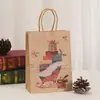 Bolsa de compras estampada de Natal bolsa de presente para festa bolsa de papel kraft atacado bolsa de compras simples bolsa para levar