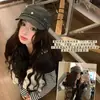 Gorra de Mezclilla Lavada Nueva de Otoño Azul Marino para Mujer, Gorra Plana Retro Desgastada de Periodista, Hace que la Cara Parezca Más Pequeña