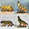 Lámpara con Forma de Lobo de Madera Lámpara Artesanal Estilo Lobo Iluminación de Lobo de Madera Lámpara de Contrachapado Multicapa