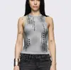 2026 Nuevo Chaleco de Tirantes Corto de Verano para Mujer Estilo Americano Ajustado con Pedrería Y2K con Diseño de Moda Único