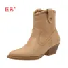 Juyuan 2026 Outono/Inverno Novo Estilo Europeu e Americano Em Estoque Comércio Exterior Tamanho Grande Decote Baixo Salto Grosso Botas Femininas WISH Amazon Botas de Couro