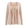 Puro Deseo Chica Sexy Caliente Temperamento Tubo de Boca Plana Top 2025 Estilo Coreano Atmósfera Cardigan Exterior Dos Piezas Top para Mujer