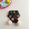 Bufanda de punto con forma de bola de pelo de conejo para mujer, estilo K, 2024, nueva bufanda a cuadros con diseño de oso y conejo, venta al por mayor