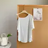 Camiseta de Modal de una Sola Manga Corta para Mujer, Cuello Redondo, Caída, Top Elegante, Camiseta Casual de Modal con Cuello Redondo, Ropa para el Hogar