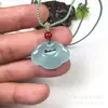 Colgante de Calcedonia Tipo Hielo Nube Auspiciosa Candado Estilo Pareja Ruyi Candado Candado de Paz Colgante de Ágata Jade Transmisión en Vivo En Stock