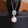 Accesorios DIY Plata de Ley S925 Gama Alta Diamante Azul Perla Conjunto de Colgantes para Pendientes con Monturas Vacías, Pendientes y Colgantes Frescos y Sencillos