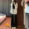 Jeans boca de sino preto forrado com fleece para mulheres, novo estilo outono 2026, cintura alta, modelador, não justo, para baixinhas