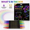 Set de marcadores metálicos con glitter transfronterizo, bolígrafos de colores de alto brillo para papel negro, journaling DIY, pintura y rotuladores para graffiti