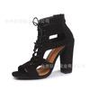 Juti Amazon deseo nuevo comercio exterior 35-43 talla zapatos de mujer Europa y Estados Unidos Roma con cordones sandalias de tacón alto mujer
