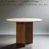 Patas de Mesa de Madera Maciza Usadas, Encimera de Mármol Piedra de Lujo, Mesa Redonda para Apartamento Pequeño, Base de Mesa de Comedor, Soporte y Marco de Soporte