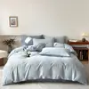 Nuevo Juego de Cuatro Piezas de Algodón Puro de Color Sólido Estilo Sencillo, Sábana y Funda de Edredón de Algodón Lavado Teñido en Hilo, Adecuado para Todas las Estaciones, Ropa de Cama al por Mayor