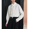 Camisa Pulôver Branca de Manga Longa com Gola de Gravata para Mulheres, Novo Estilo Primavera Cedo 2026, Simples e Elegante, Versátil, Casual, Top Justo