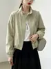 Chaqueta de color liso con cuello alto y cordón, estilo coreano, para otoño de 2026, para mujeres petite, cortavientos holgado y estiloso