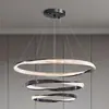 Araña de sala de estar de lujo ligero minimalista italiano, luz principal circular creativa de diseñador Bauhaus de 6 piezas para el pasillo, aluminio, otros materiales no especificados