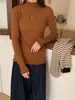 Novo Suéter de Malha com Gola Alta e Babados Outono/Inverno 2026 para Mulheres, Corte Justo, Suéter Elegante para Usar por Baixo