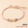Pulsera Tejida a Mano de Ocho Hilos Círculo Flor de Durazno Usable Oro Agujero Grande Cuentas de Transferencia Joyería Trenzado Libre Pareja Cuerda Roja Venta al por Mayor