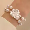 Novo Pulseira de Pérolas Multicamadas Transfronteiriça Conjunto Feminino Estilo Francês Design de Nicho Luxo Leve Pulseira Pulseira com Pingente de Amor