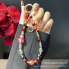 Pingente de Celular Festivo de Ano Novo Liga de Zinco Cravejado de Diamantes Pingente de Cabacinha Corrente para Celular Corrente Pendurada com Contas de Cristal Feita à Mão Pingente de Bolsa