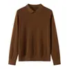 Camisa Polo 100% Lyocell Tencel para Hombre, Estilo Otoño e Invierno, Cuello Camisero, Manga Corta, Top de Punto Versátil Business Casual
