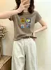 Camiseta de algodão canelado 220g direto da fábrica para mulheres, blusa de manga curta slim-fit Guangzhou Treze Linhas, fornecimento exclusivo da segunda leva de verão