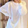 Camiseta Blanca de Manga Larga Estilo Coreano Casual para Mujer en Primavera y Otoño Oversize Casual Versátil Estilo Perezoso Cuello Redondo Top Ins