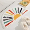 Tapete de Chão Meio Círculo Arco-Íris Estilo Ins em Falso Cashmere, Tapete de Banheiro Absorvente de Secagem Rápida, Tapete Espesso para Quarto Venda por Atacado