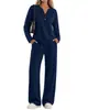 Conjunto Moda Casual Feminino Europeu e Americano Transfronteiriço Outono/Inverno 2026 Novo Top Pequeno Gola V Manga Longa Calça de Perna Larga Conjunto de Duas Peças