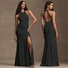 Vestido de Madrinha de Cetim de Alta Qualidade, Vestido de Noite de Luxo Acessível de Nicho, Vestido com Fenda de Um Ombro com Alça Fina para Emagrecer