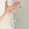 Colar de borla com contas de cascalho verde para mulheres, corrente longa colorida de dopamina para o verão, acessórios multicamadas em camadas