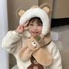 Sombrero y Bufanda de Peluche Todo en Uno para Niños para Otoño e Invierno, Sombrero con Protección para las Orejas para Niños, Conjunto Lindo de Dos Piezas de Dibujos Animados para Niñas