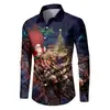 Venta Caliente Transfronteriza Moda Estilo Europeo y Americano Camisa de Manga Larga con Impresión Digital 3D para Hombre Serie Navideña Casual Ropa para Hombre