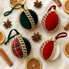 Bestseller de Amazon 8cm Adorno de Bola de Navidad Decoración de Árbol de Navidad Tela Cuadros Festivos Espuma Navideña Adorno Colgante