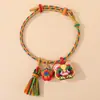 Festival do Meio Outono Boa Sorte Corda Colorida Pulseira de Cabeça de Tigre Pequena Feita à Mão Pulseira Pingente de Borla de Cabeça de Tigre Trançada Fofa Joias Pulseira Atacado