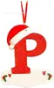 Decoración de iniciales navideñas con letras de sombrero rojo, Decoración colgante para árbol de Navidad DIY, Colgante personalizado, Regalo