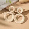 Pendientes de Aro Exagerados Únicos de Rafia, Pendientes Largos Estilo Vacaciones, Joyería Transfronteriza de Primavera, Venta al por Mayor de Pendientes