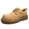 Zapatos Derby para Hombre Ropa de Trabajo para Exteriores Zapatos Mickey de Punta Grande Gamuza Caña Baja Suela Gruesa Botas Amarillas que Aumentan la Altura Punta Redonda Moda Zapatos de Piel