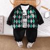 Roupa de Outono para Meninos Nova Estilosa Roupas Infantis para Bebês Primavera e Outono Casual Baseball Conjunto de Três Peças Moderno