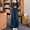 Figura en forma de pera jeans azules retro mujer otoño nuevo talla grande mm gordito sueltos adelgazantes caída pantalones de pierna ancha hasta el suelo