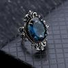 Anillo nuevo real de estilo europeo y americano Cao Shi, anillo de espejo azul exagerado, anillo de encaje vintage europeo y americano