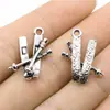 16x 23mm 1.5g plata antigua DIY pulsera collar accesorios deportes música esquí trineo colgante
