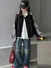 Chaqueta de cuero de otoño para niñas 2026 nuevo estilo coreano casual moderna de celebridad de internet con solapa y cordones para niños mayores