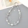 Ins Nuevo Colgante de Llavero con Lentejuelas y Lazo de Perlas para Funda de Teléfono Móvil Accesorios de Correa de Muñeca para Lanyard de Teléfono Móvil