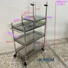 Carrinho de Transmissão ao Vivo de Aço Inoxidável com Rodas Grandes e Pequenas Carrinho de Lanchonete Móvel Carrinho de Feira de Rua Rack de Exibição Portátil