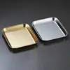 Plato Cuadrado Estilo Coreano de Acero Inoxidable 304 Chapado en Oro Plato para Barbacoa Restaurante de Hot Pot Plato para Bolas de Res Bandeja Espesa para Snacks y Postres